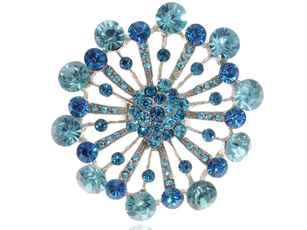 Blue Starburst Firework Snowflake Flower Ring sold by Anna-Kaci
