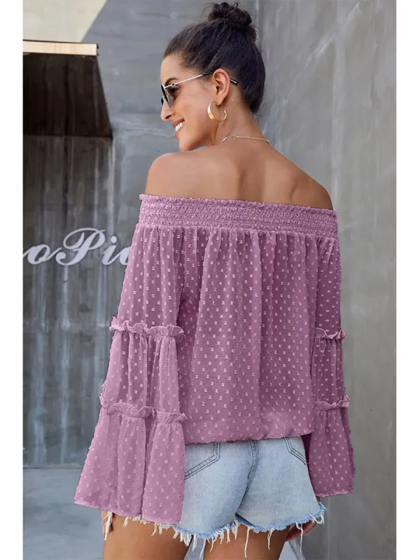 Off-Shoulder Ruffle Blouse sold by Anna-Kaci