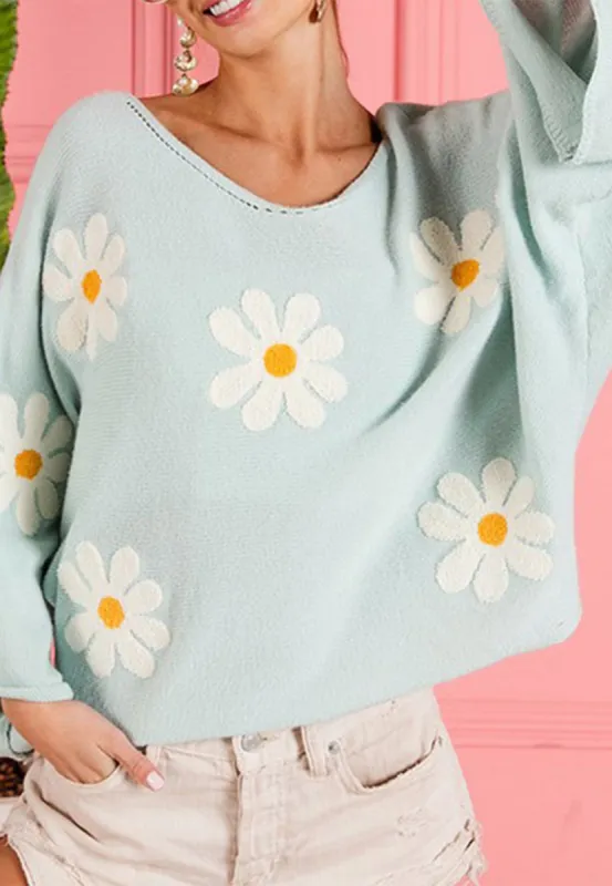 Daisy Pattern Loose Fit Sweater sold by Anna-Kaci