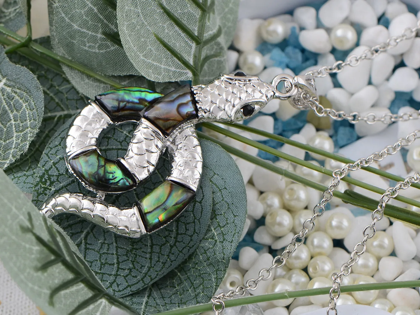 Spiraled Abalone Patch Body Snake Pendant sold by Anna-Kaci product image thumbnail 2