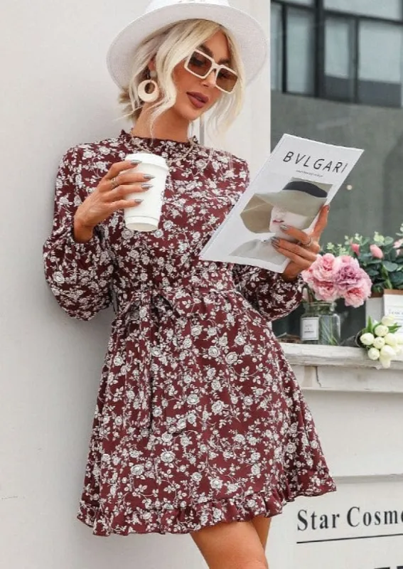 Ruffle Neck Tie Back Dress sold by Anna-Kaci