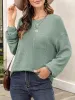 Waffle Knit Long Sleeve Top with Front Pocket and Relaxed Fit sold by Anna-Kaci