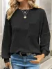 Waffle Knit Long Sleeve Top with Front Pocket and Relaxed Fit sold by Anna-Kaci