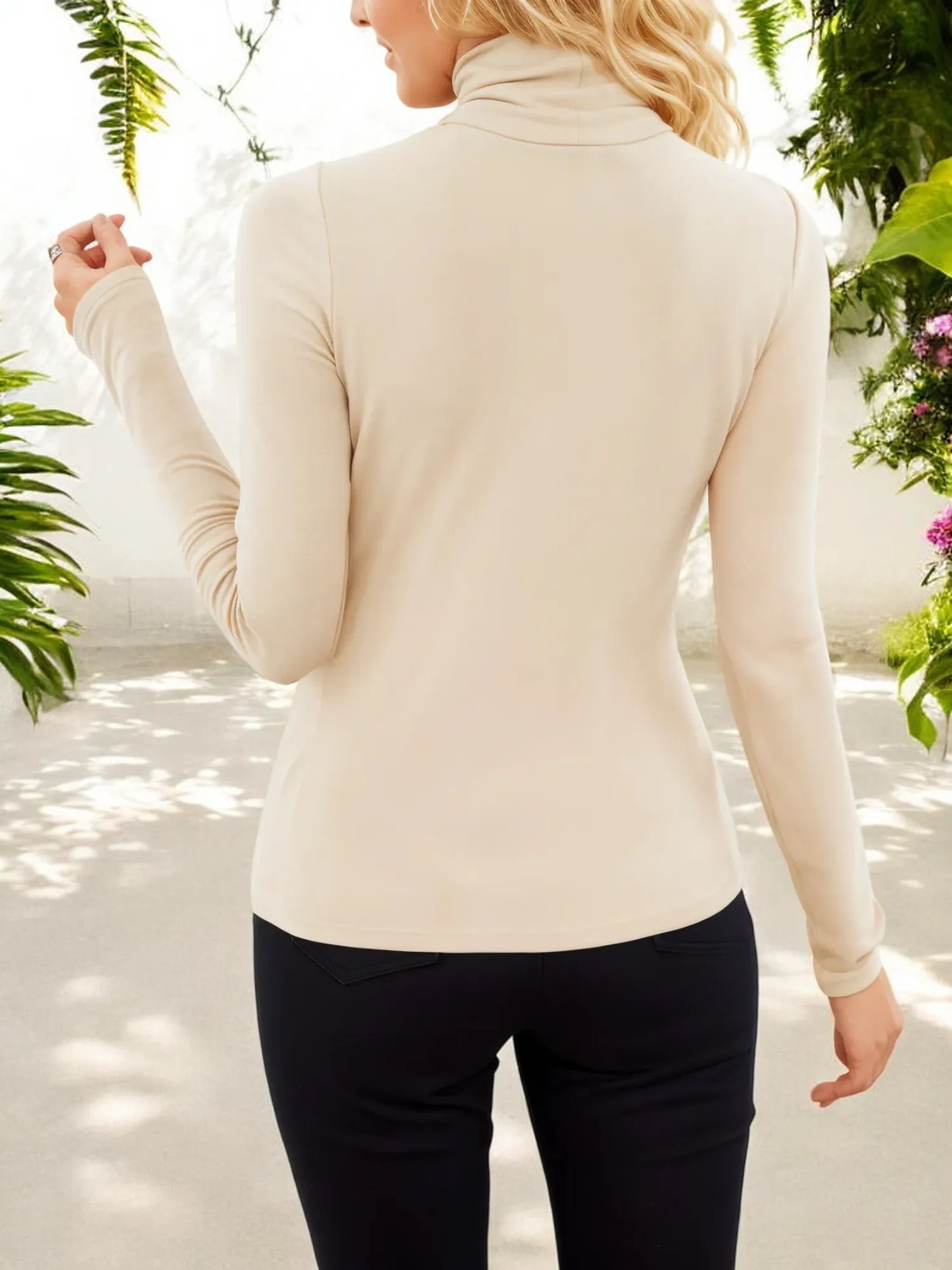 Fitted Long Sleeve Turtleneck Top with Stretch Fabric sold by Anna-Kaci product image thumbnail 4
