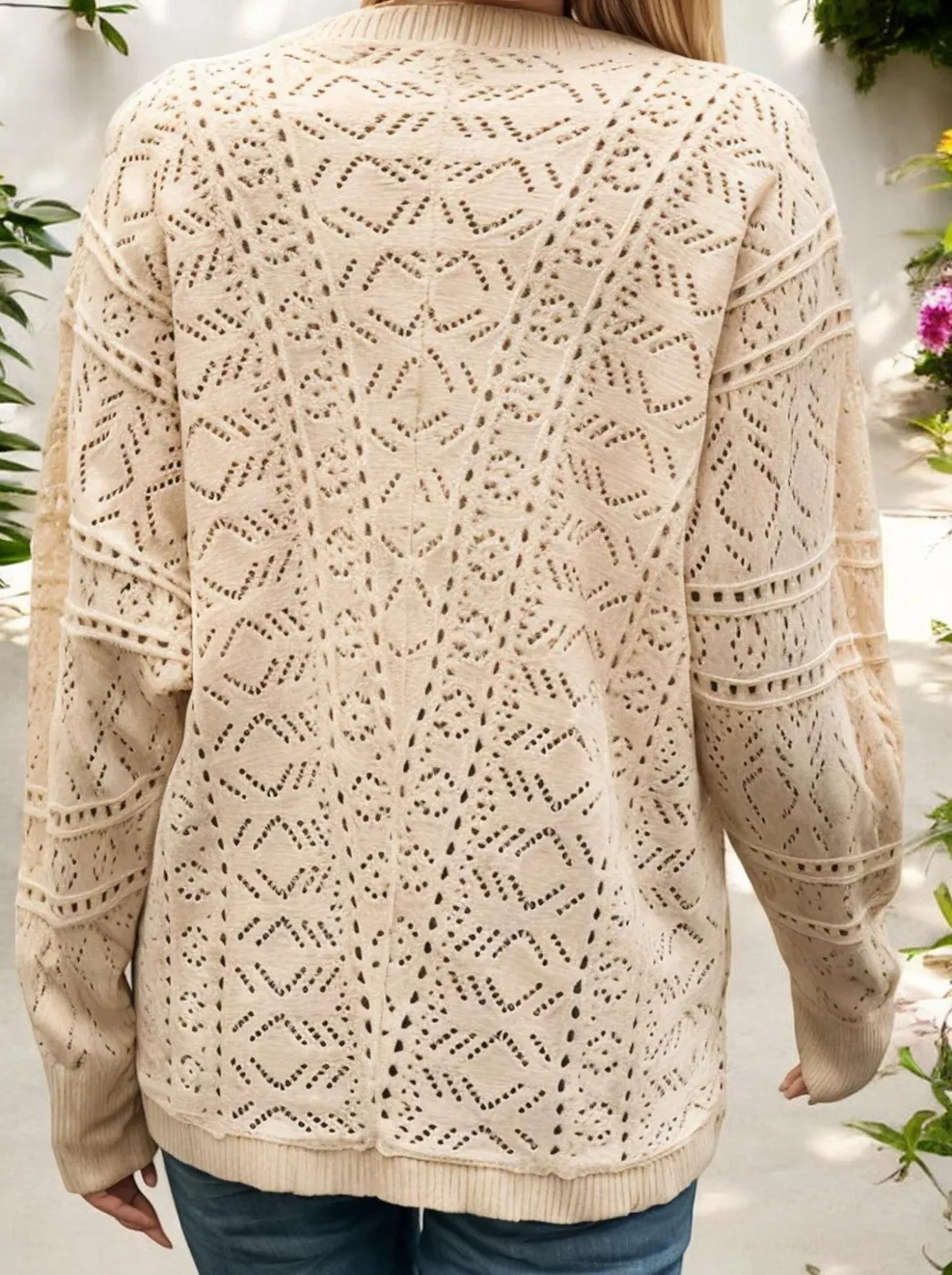 Open Knit Cardigan with Long Sleeves and Relaxed Fit sold by Anna-Kaci product image thumbnail 5