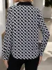 Geometric Print Long Sleeve Blouse with Tie Neck Detail sold by Anna-Kaci