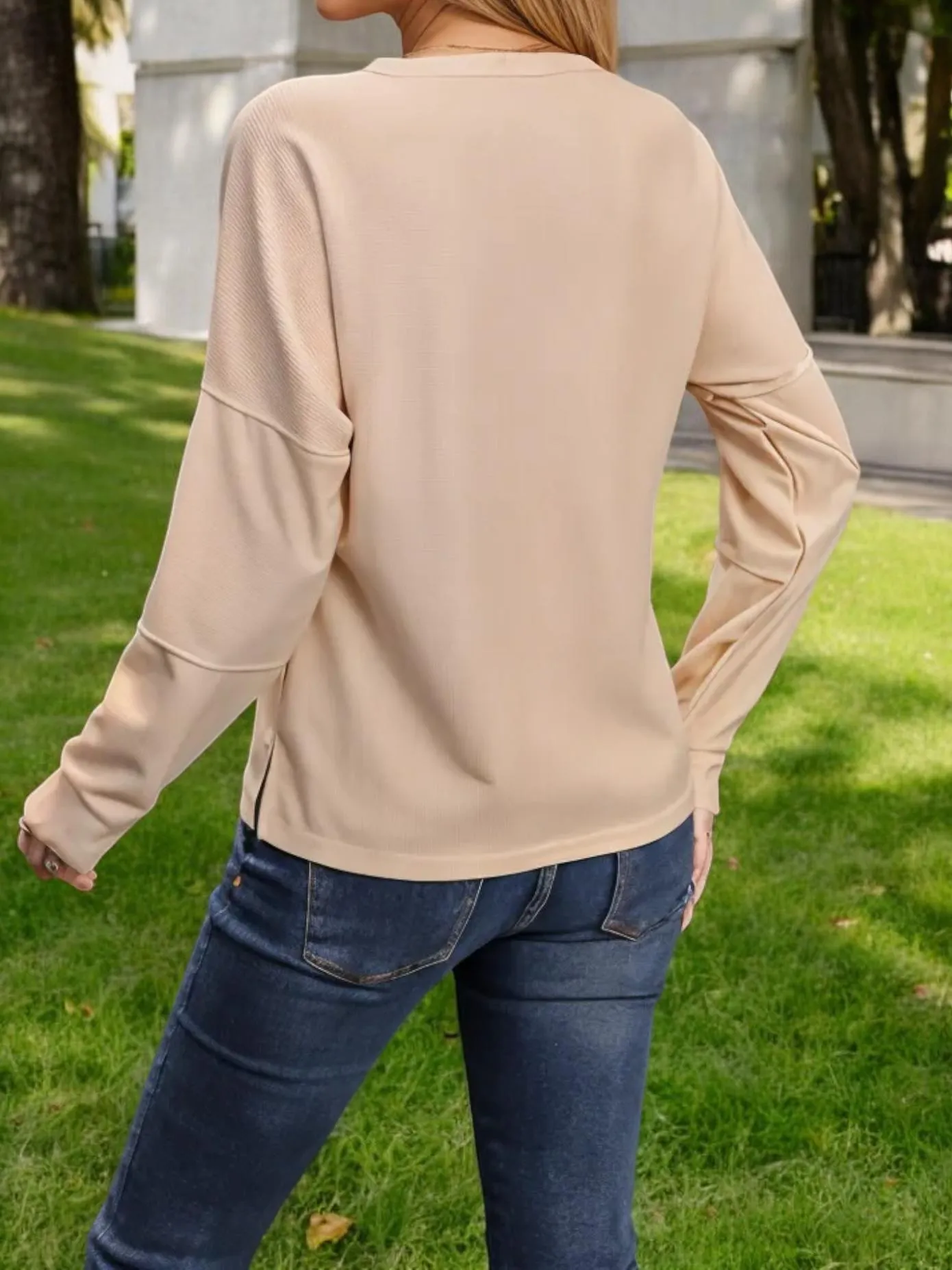 Casual Long Sleeve Henley Top with Button Placket sold by Anna-Kaci product image thumbnail 4