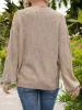 Textured Knit Sweater with Balloon Sleeves and Crew Neck sold by Anna-Kaci