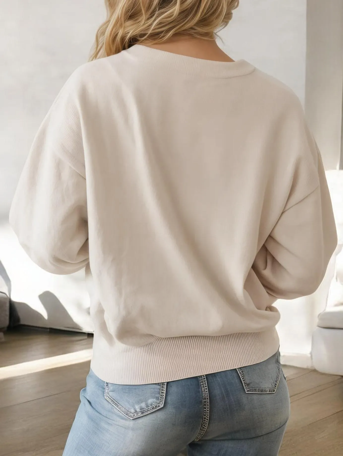 Classic Crewneck Pullover Sweater with Ribbed Hem sold by Anna-Kaci product image thumbnail 2