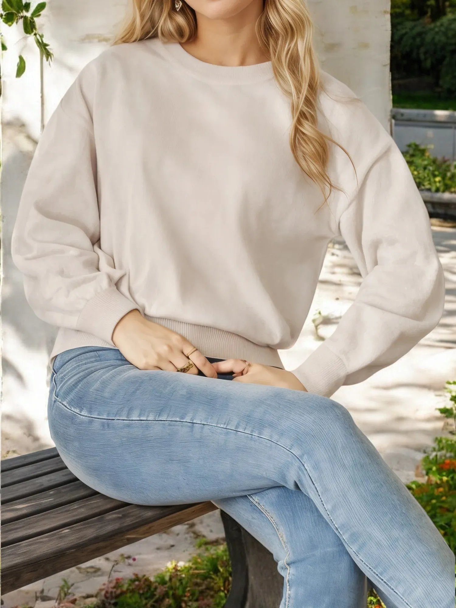 Classic Crewneck Pullover Sweater with Ribbed Hem sold by Anna-Kaci product image thumbnail 3