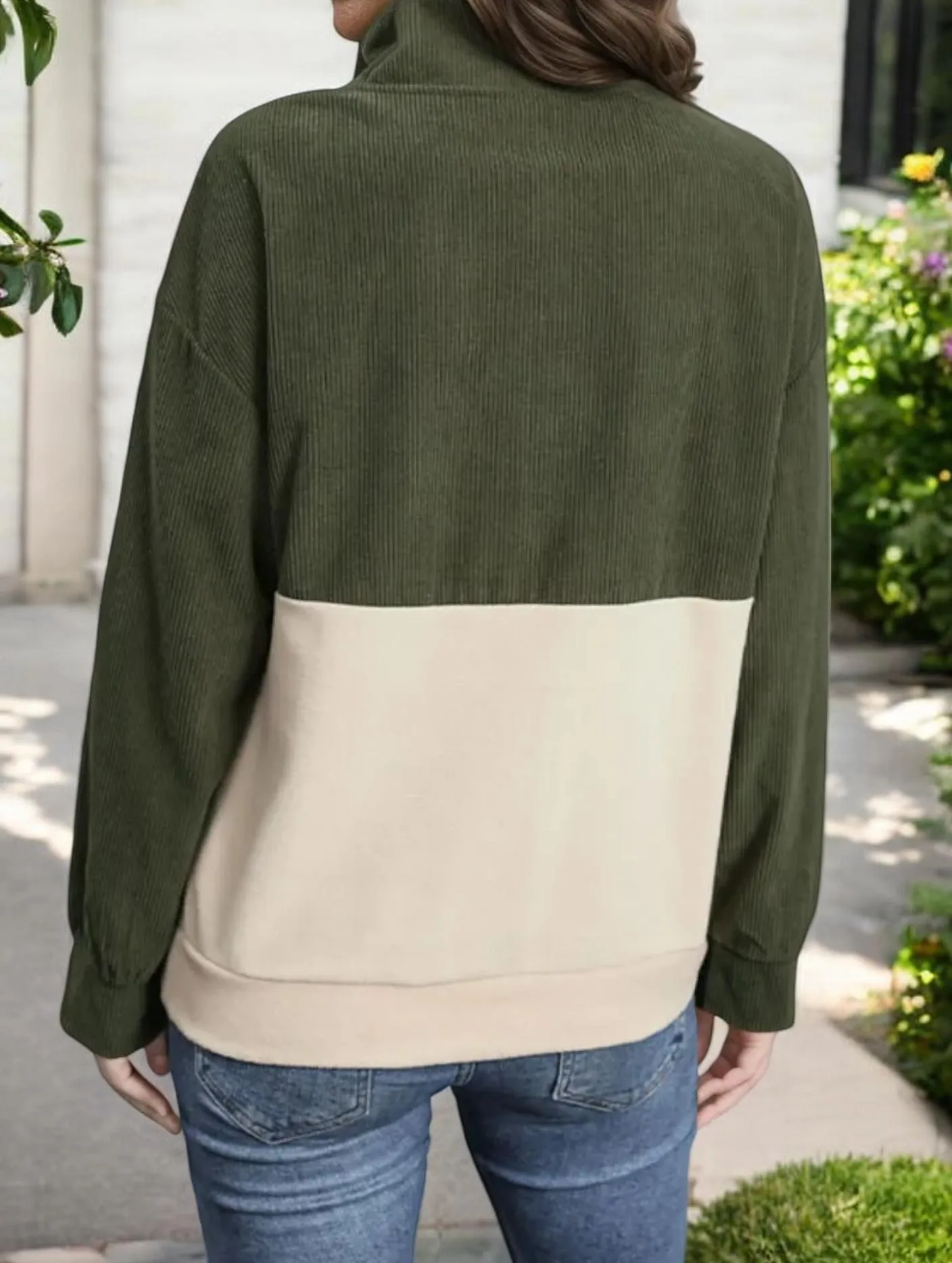 Colorblock Corduroy Button-Up Shirt with Collared Neck sold by Anna-Kaci product image thumbnail 5