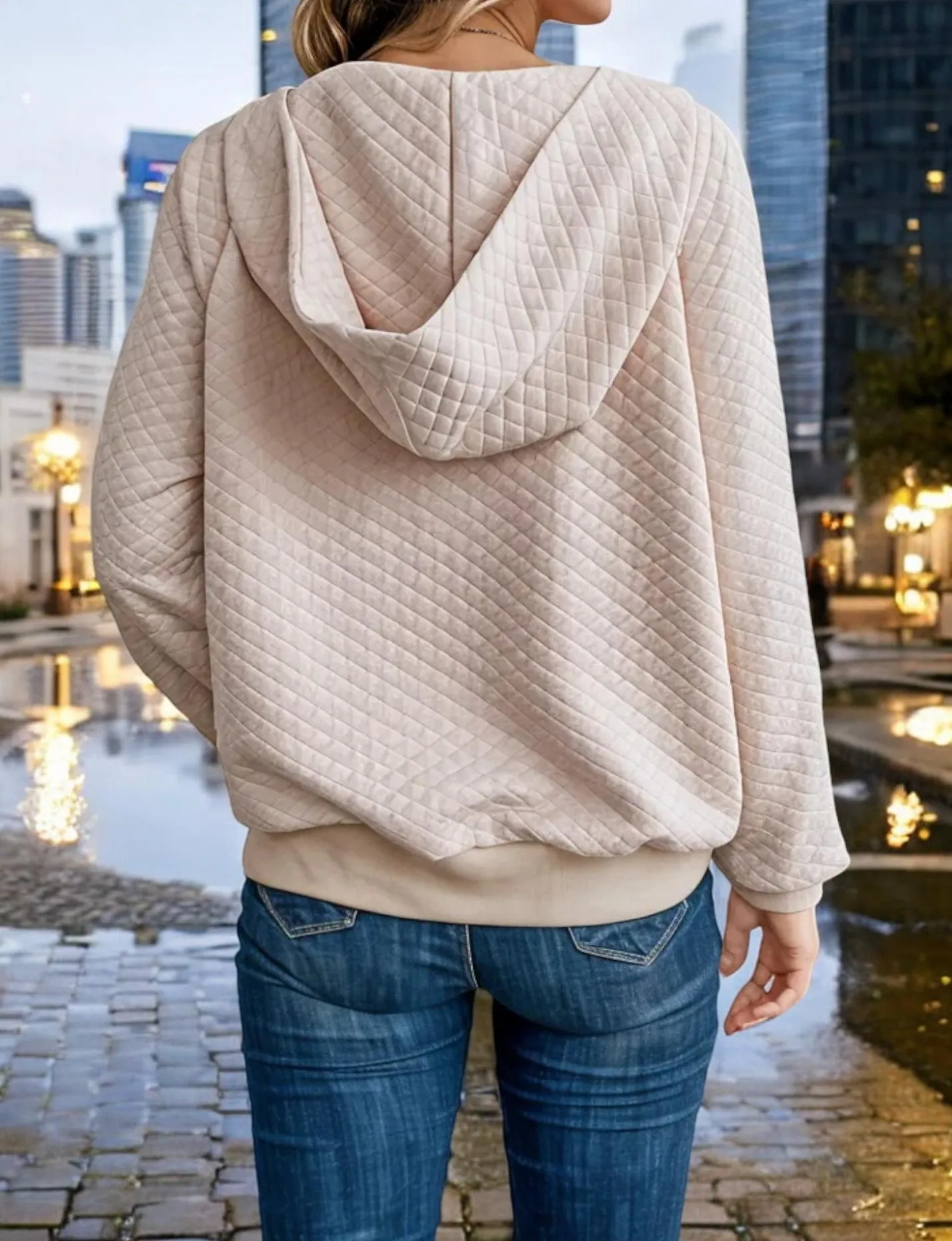 Quilted Half-Zip Pullover Sweatshirt with Front Pocket sold by Anna-Kaci product image thumbnail 3