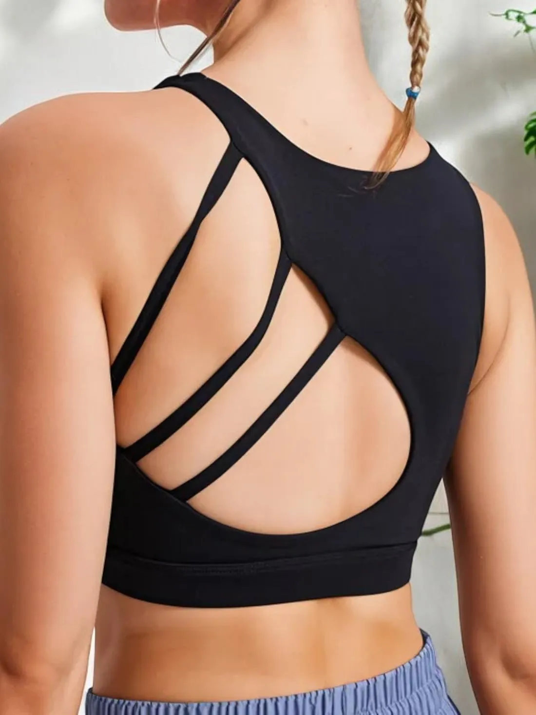 High Neck Racerback Sports Bra with Contoured Fit and Supportive Band sold by Anna-Kaci product image thumbnail 4