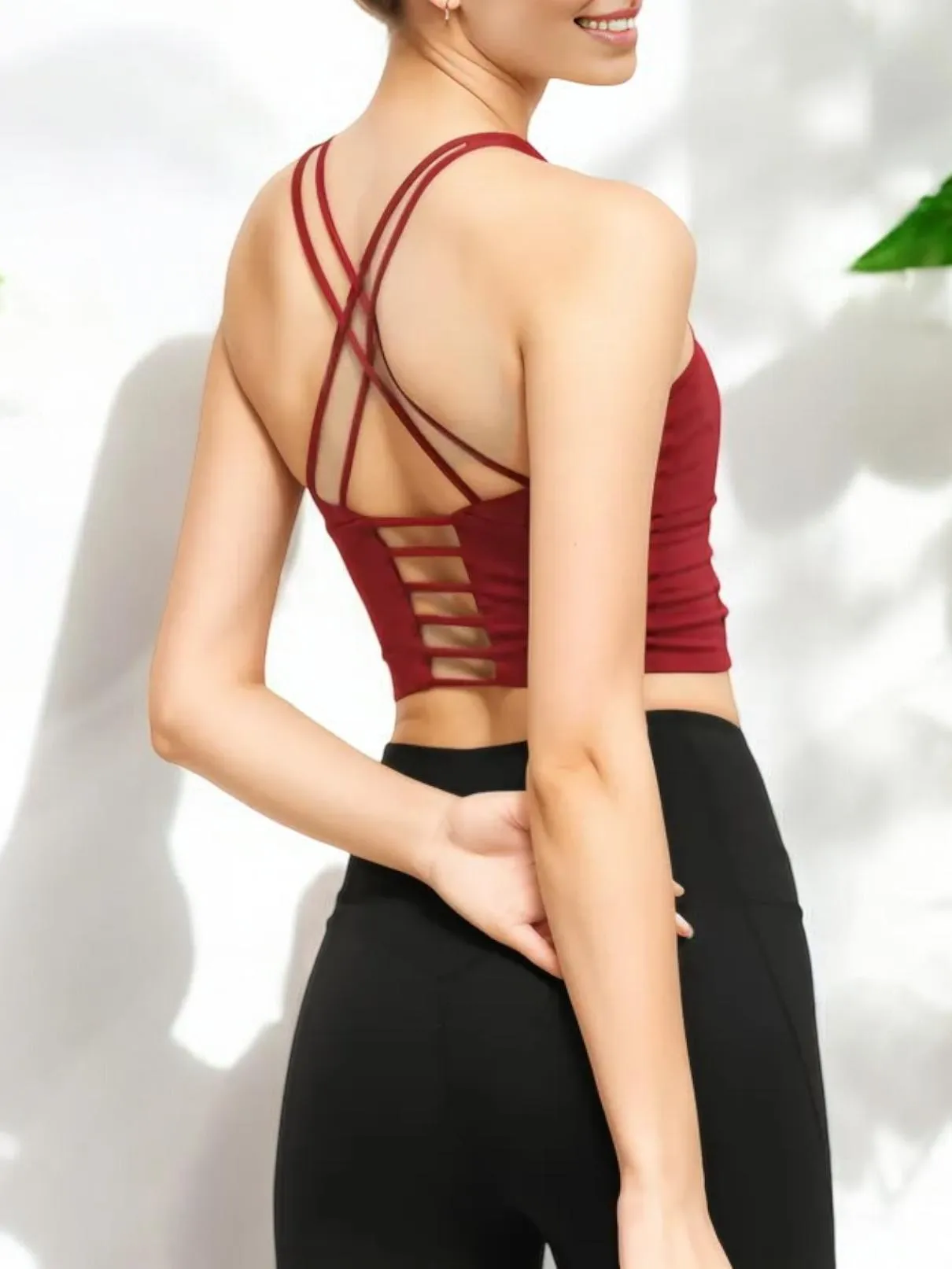 Racerback Scoop Neck Sports Bra with Stretchy Supportive Fit sold by Anna-Kaci product image thumbnail 5