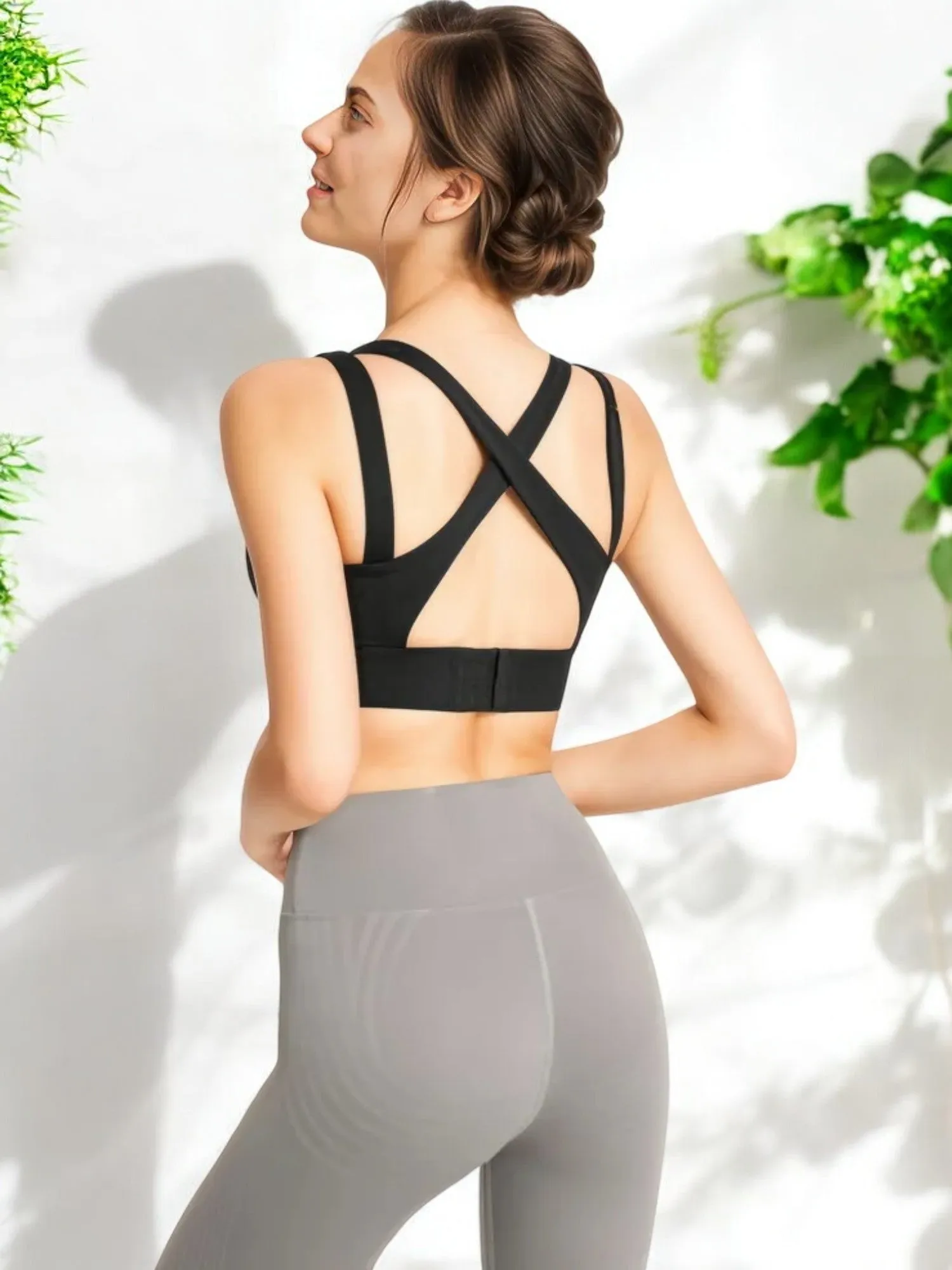 Wide Strap Scoop Neck Sports Bra with Supportive Stretch Fit sold by Anna-Kaci product image thumbnail 5