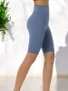High Waist Biker Shorts with Stretch Fit and Knee-Length Design sold by Anna-Kaci