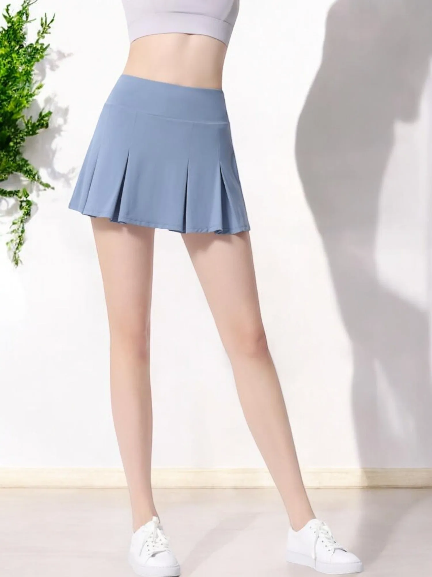 High Waist Pleated Athletic Skirt with Built-in Shorts sold by Anna-Kaci