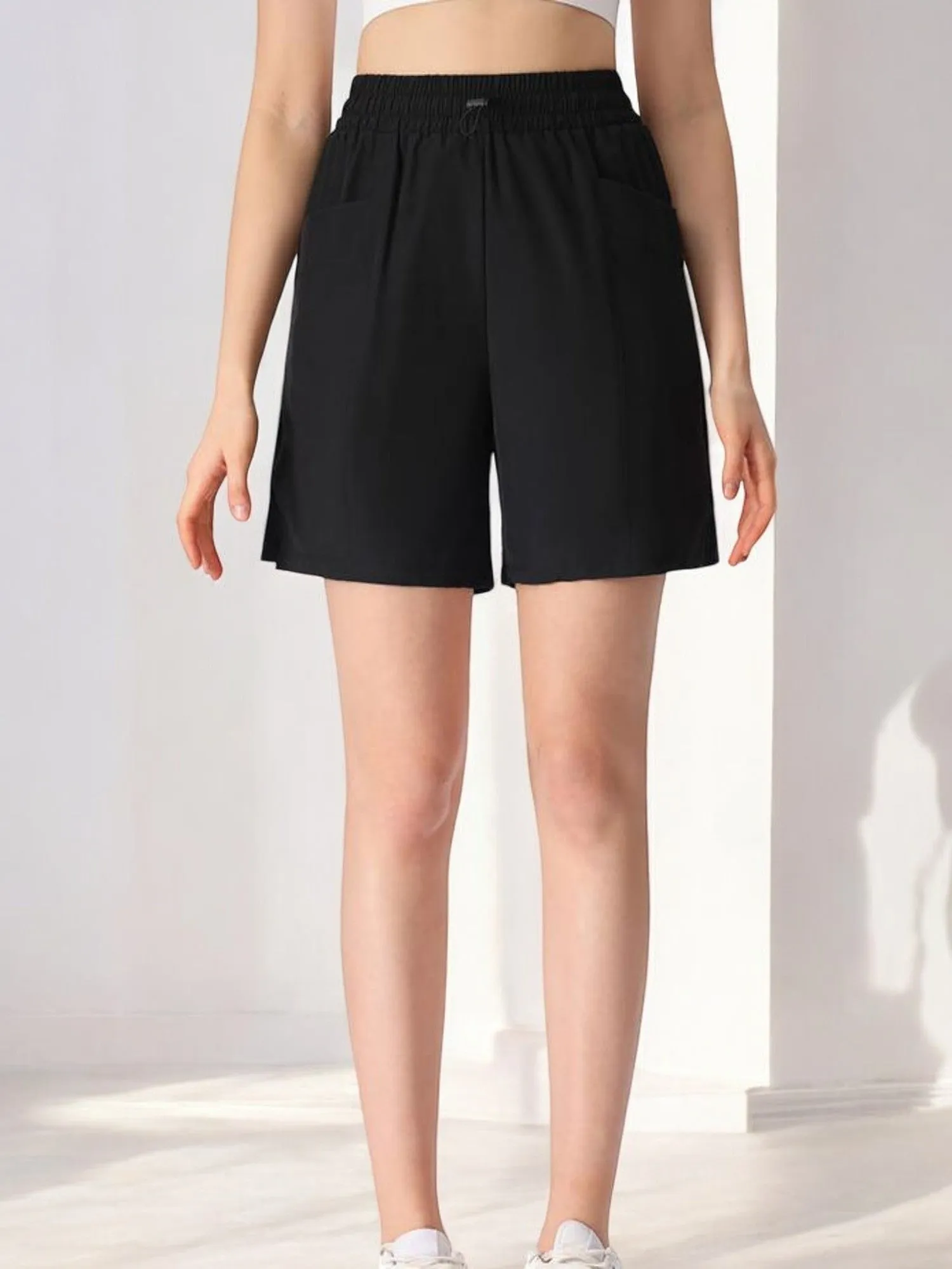 High Waist Drawstring Athletic Shorts with Relaxed Fit and Side Pockets sold by Anna-Kaci product image thumbnail 4