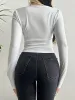 Long Sleeve Tie-Front Ruched Top with Square Neckline and Flared Cuffs sold by Anna-Kaci