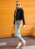 Cropped Button Down Denim Jean Jacket with Pockets sold by Anna-Kaci