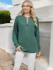 Anna-Kaci Women's Long Sleeve Henley Top with Ribbed Texture and Button Detail sold by Anna-Kaci