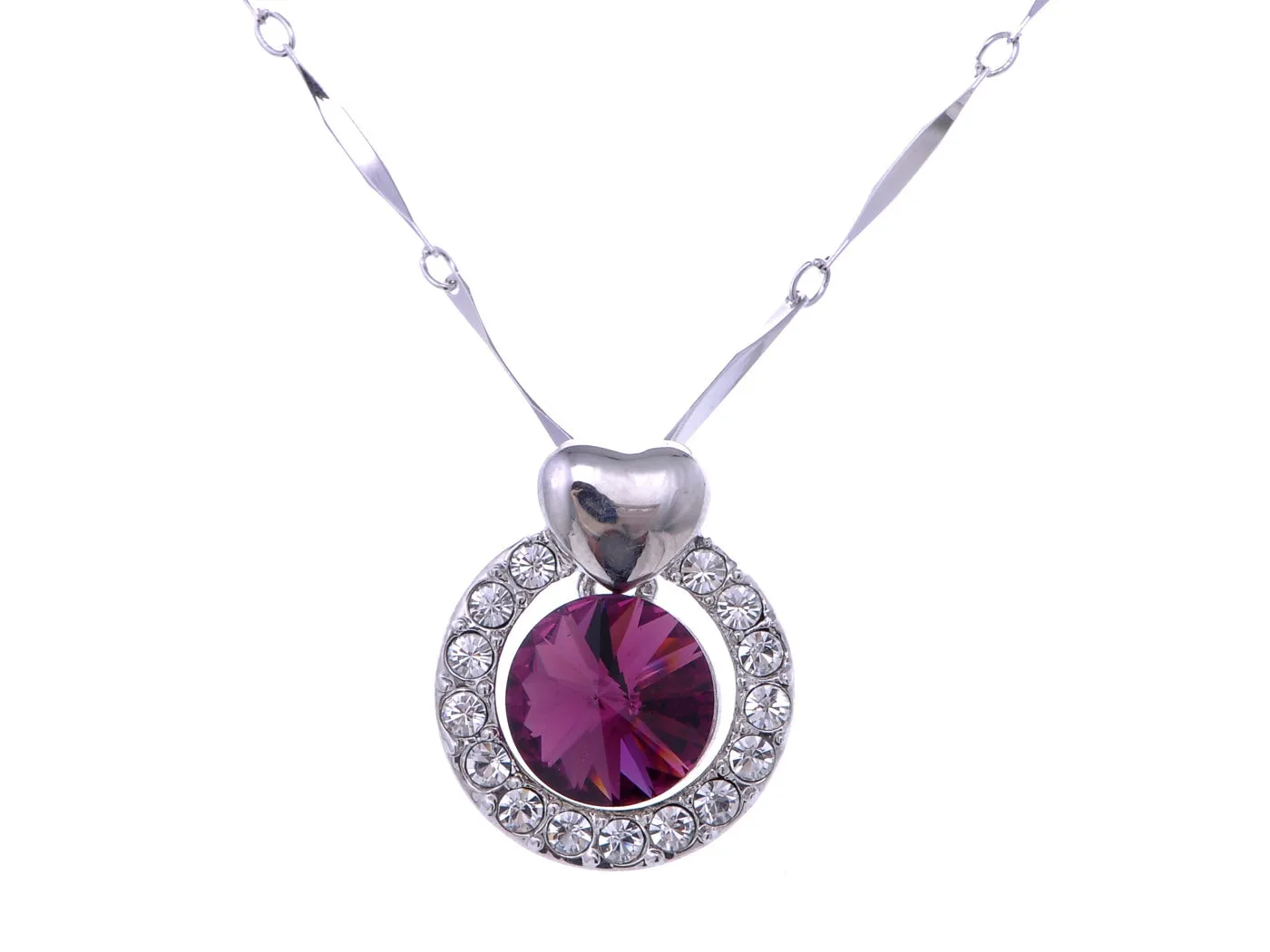 Swarovski Crystal Element Amethyst Round Heart Accent Pendant Necklace sold by Anna-Kaci