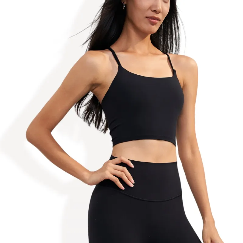 Spaghetti Strap Crop Top with Stretch Fabric and Form-Fitting Silhouette for Comfortable Casual or Workout Wear sold by Anna-Kaci