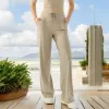 High Waisted Wide Leg Lounge Pants with Drawstring and Pockets sold by Anna-Kaci