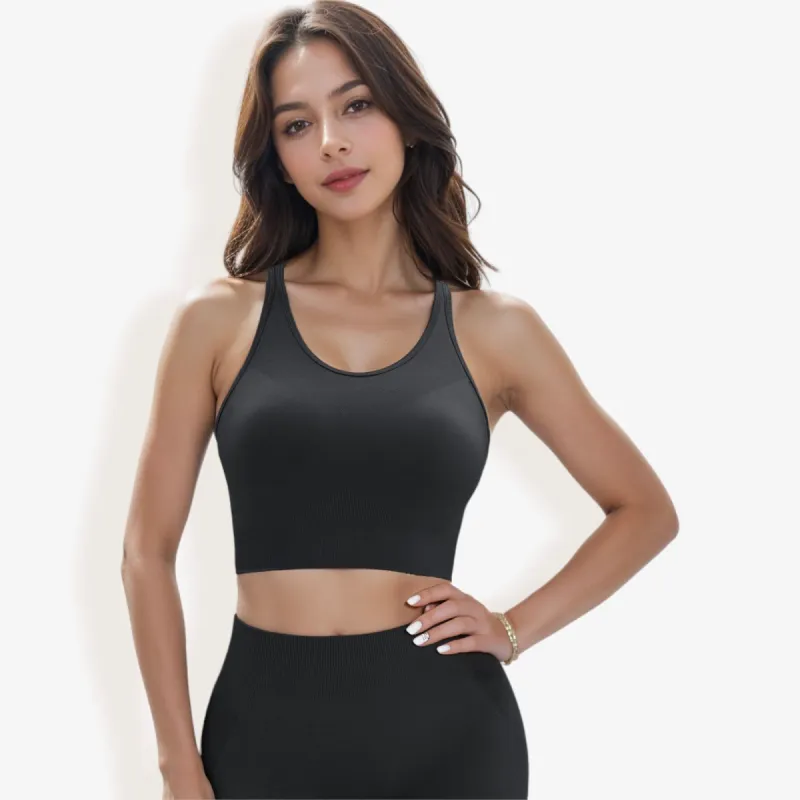Racerback Sports Bra with Breathable Stretch Fabric made by Anna-Kaci