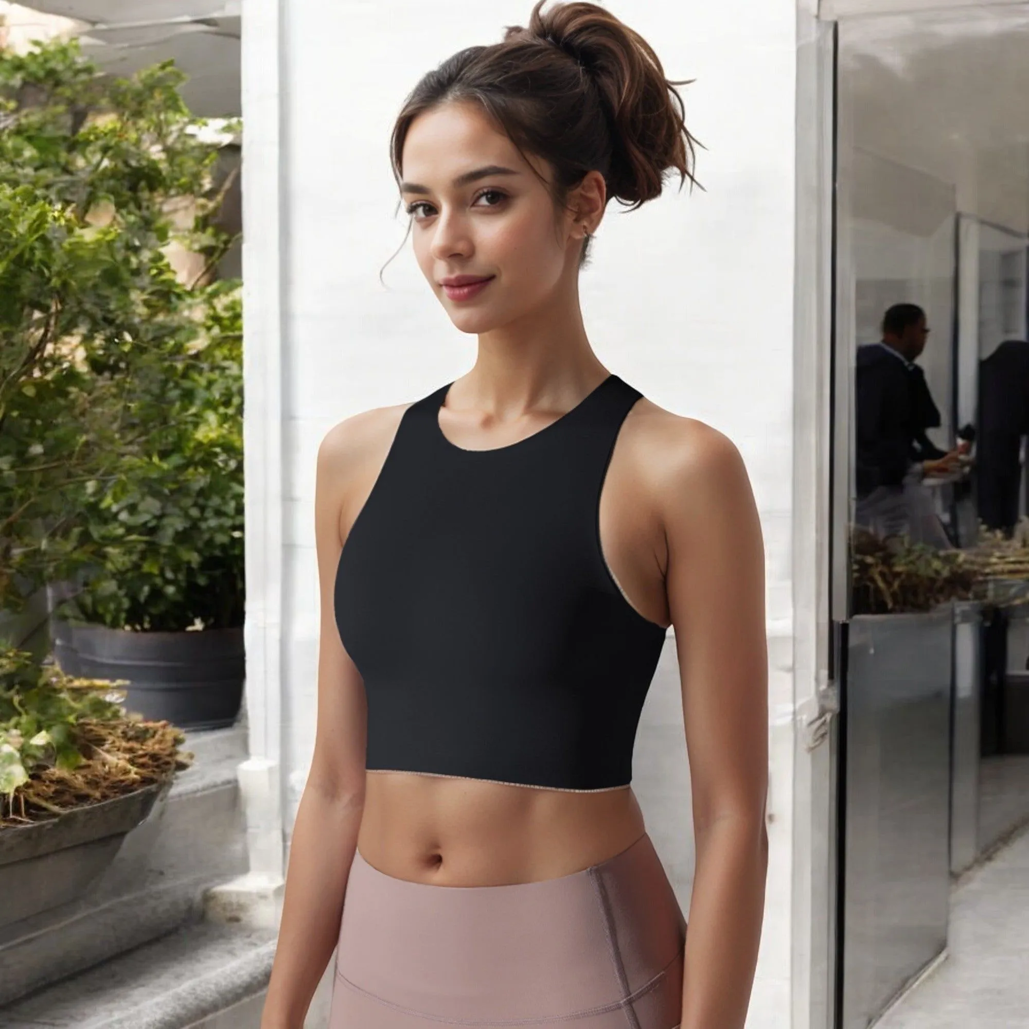 High Neck Sports Brawith Racerback Design and Seamless Fit sold by Anna-Kaci product image thumbnail 2