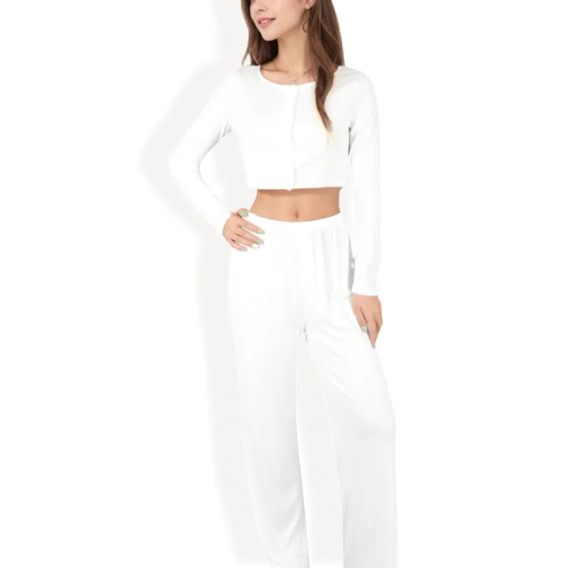 Anna-Kaci Women's Cropped Long Sleeve Lounge Set with High Waist Pants sold by Anna-Kaci
