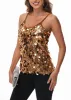 Anna-Kaci Womens Sequin Cami Tops Sleeveless Spaghetti Strap Shimmer Glitter Party Tank Top sold by Anna-Kaci