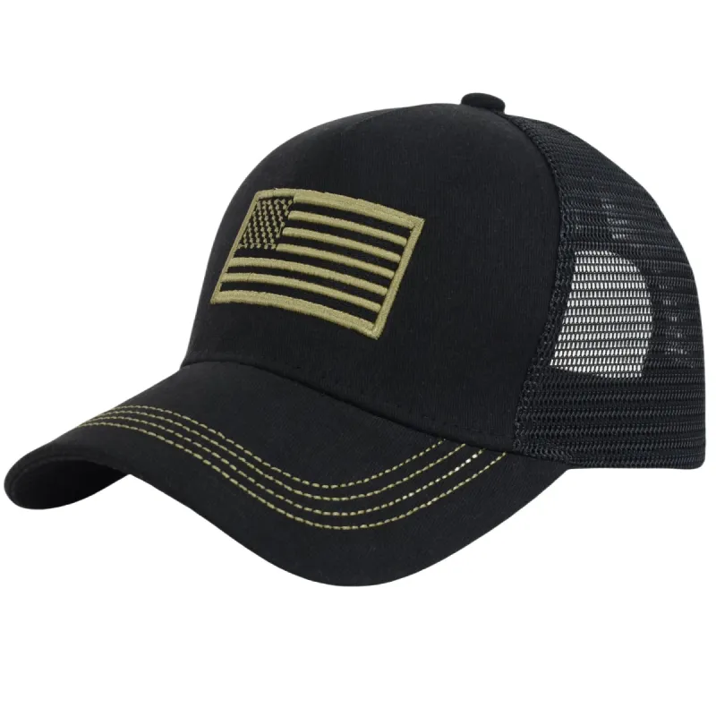 Alilang American Flag Trucker Hat Classic Embroidered Baseball Cap Mesh Adjustable Cap for Men Women sold by Anna-Kaci