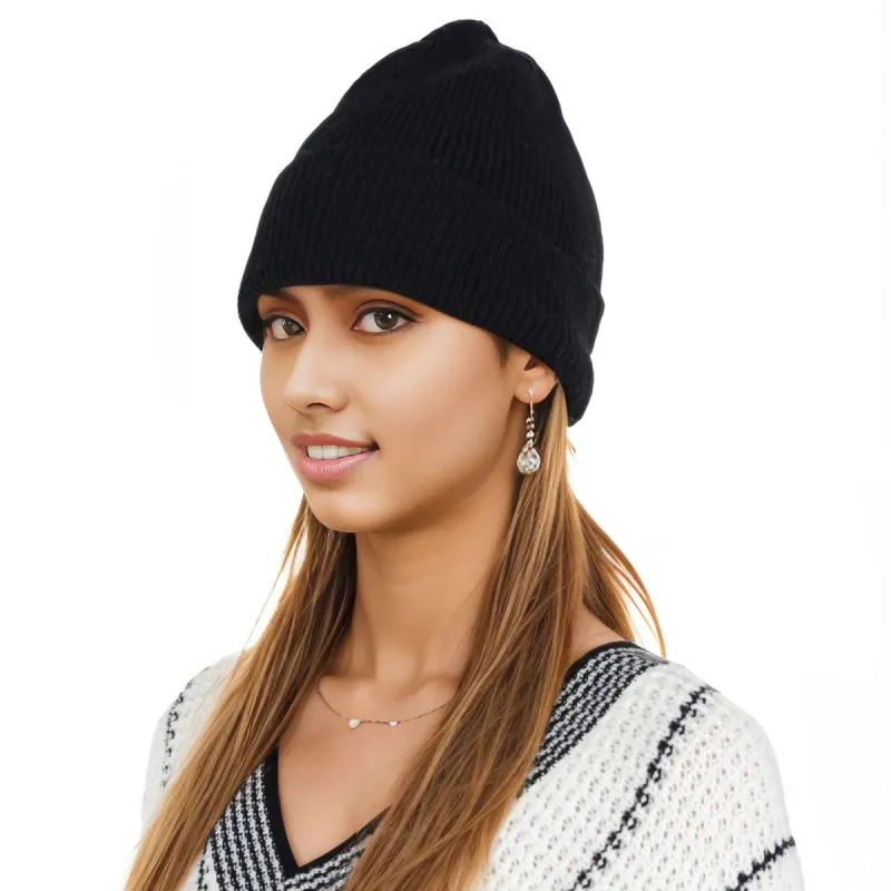 Alilang Warm Winter Knit Cuffed Beanie Cap for Women Men Daily Slouchy Ski Hat Cap sold by Anna-Kaci
