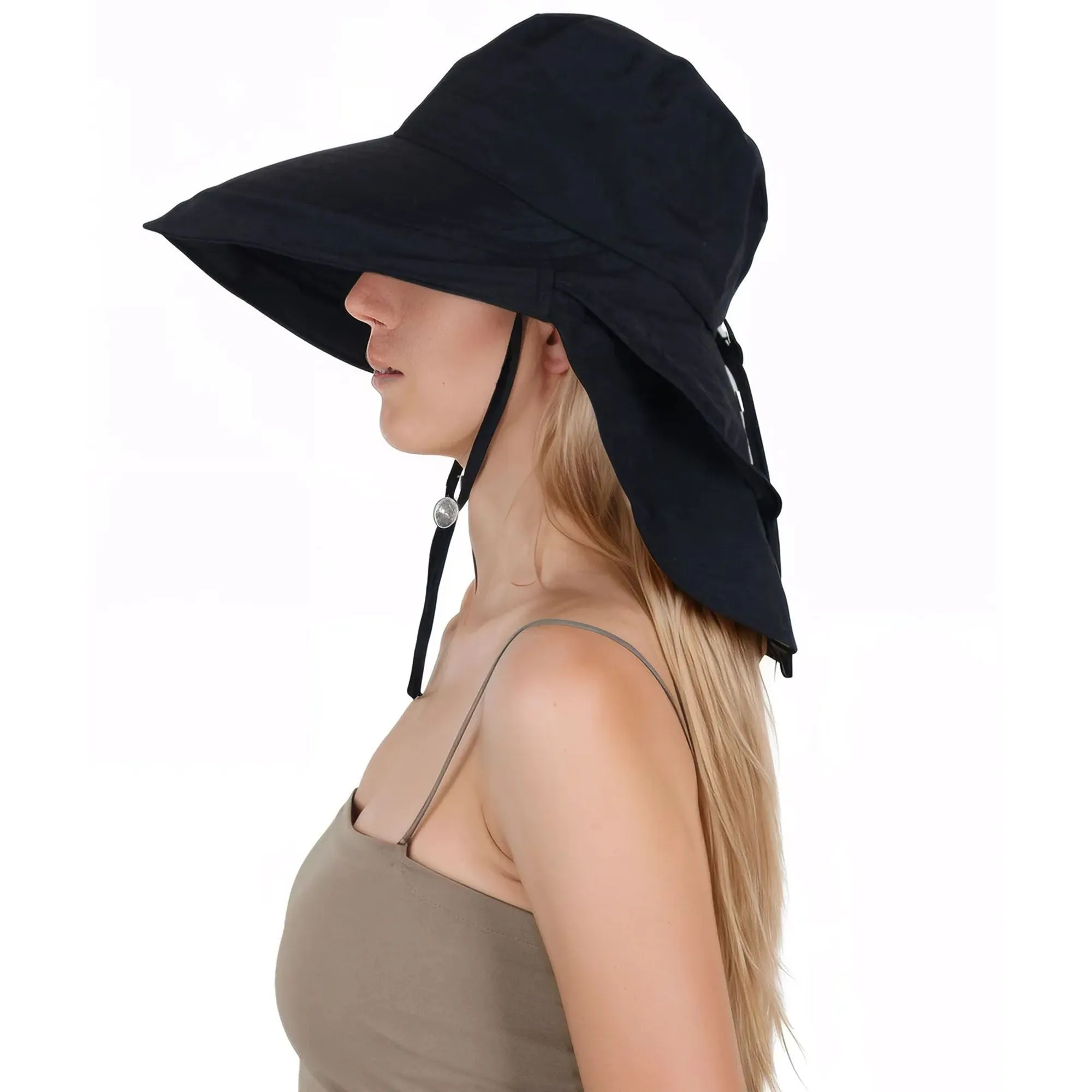 Alilang Womens Sun Hat Wide Brim Bucket Hats with Neck Flap and Ponytail Hole for Summer Beach Fishing Hiking sold by Anna-Kaci product image thumbnail 4