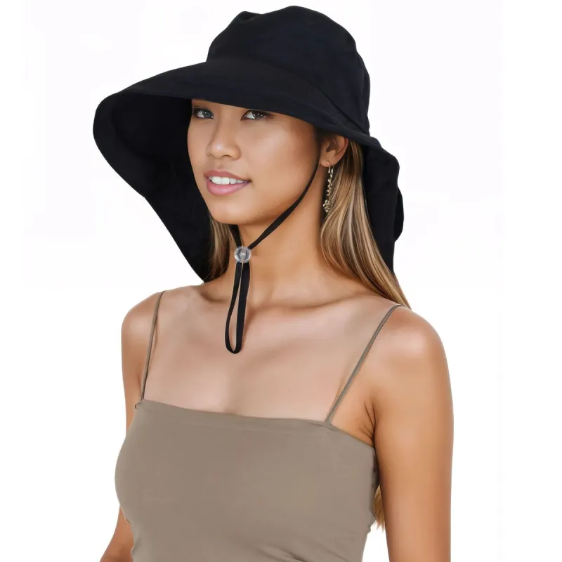 Alilang Womens Sun Hat Wide Brim Bucket Hats with Neck Flap and Ponytail Hole for Summer Beach Fishing Hiking sold by Anna-Kaci