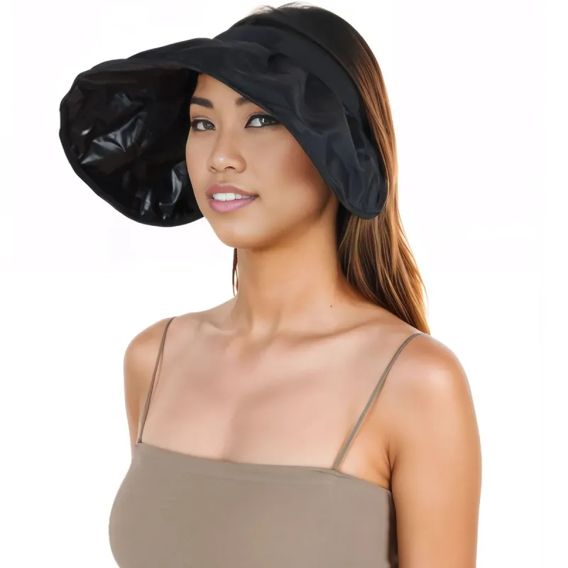 Alilang Womens Foldable Visors Sun Hat Wide Brim Roll-up Headband UV Protection Beach Hat sold by Anna-Kaci