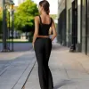 Anna-Kaci Women's Foldover Waist Flare Leg Yoga Pants in Ribbed Knit sold by Anna-Kaci