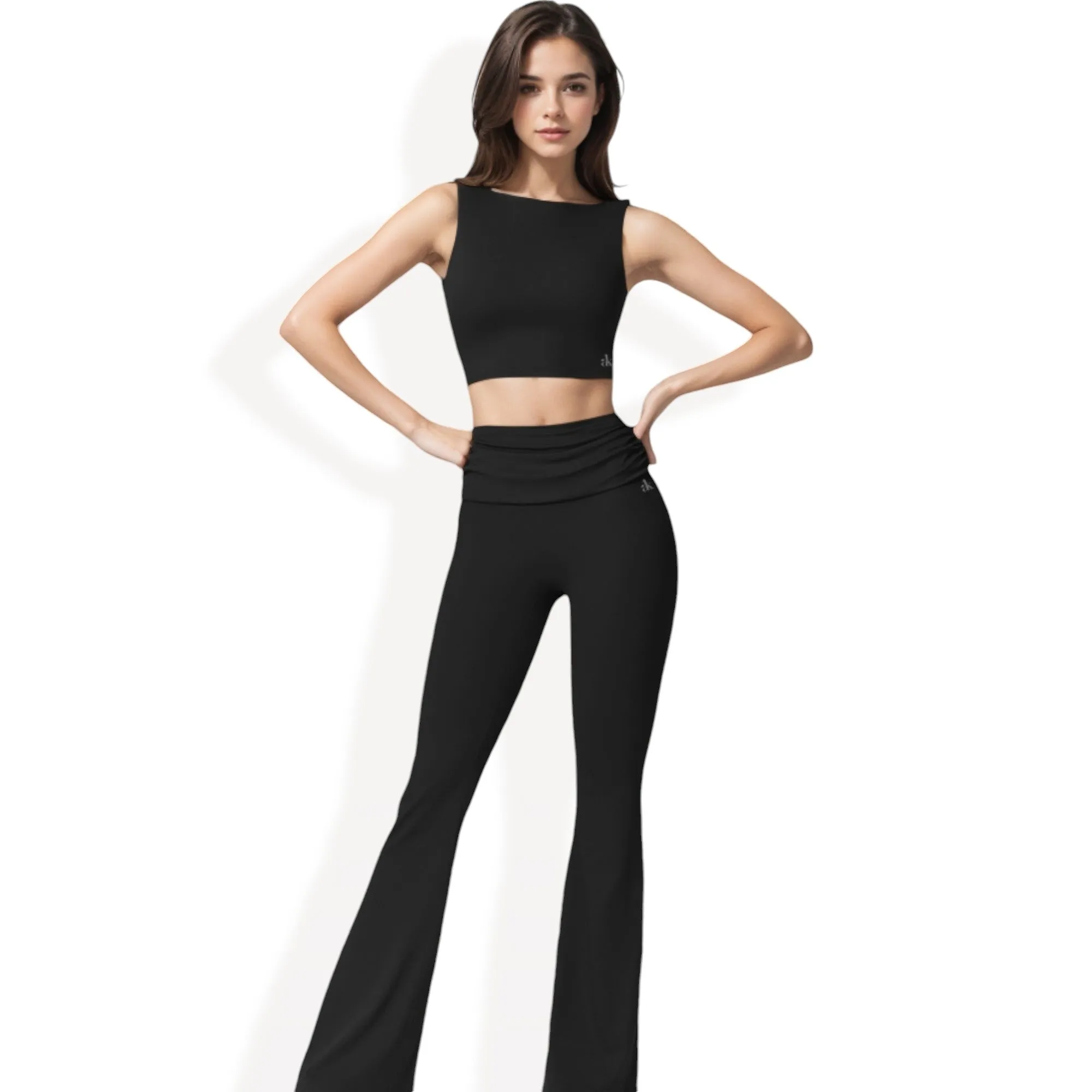 Anna-Kaci Women's Flared High Waist Pants and Cropped Tank Top Activewear Set sold by Anna-Kaci