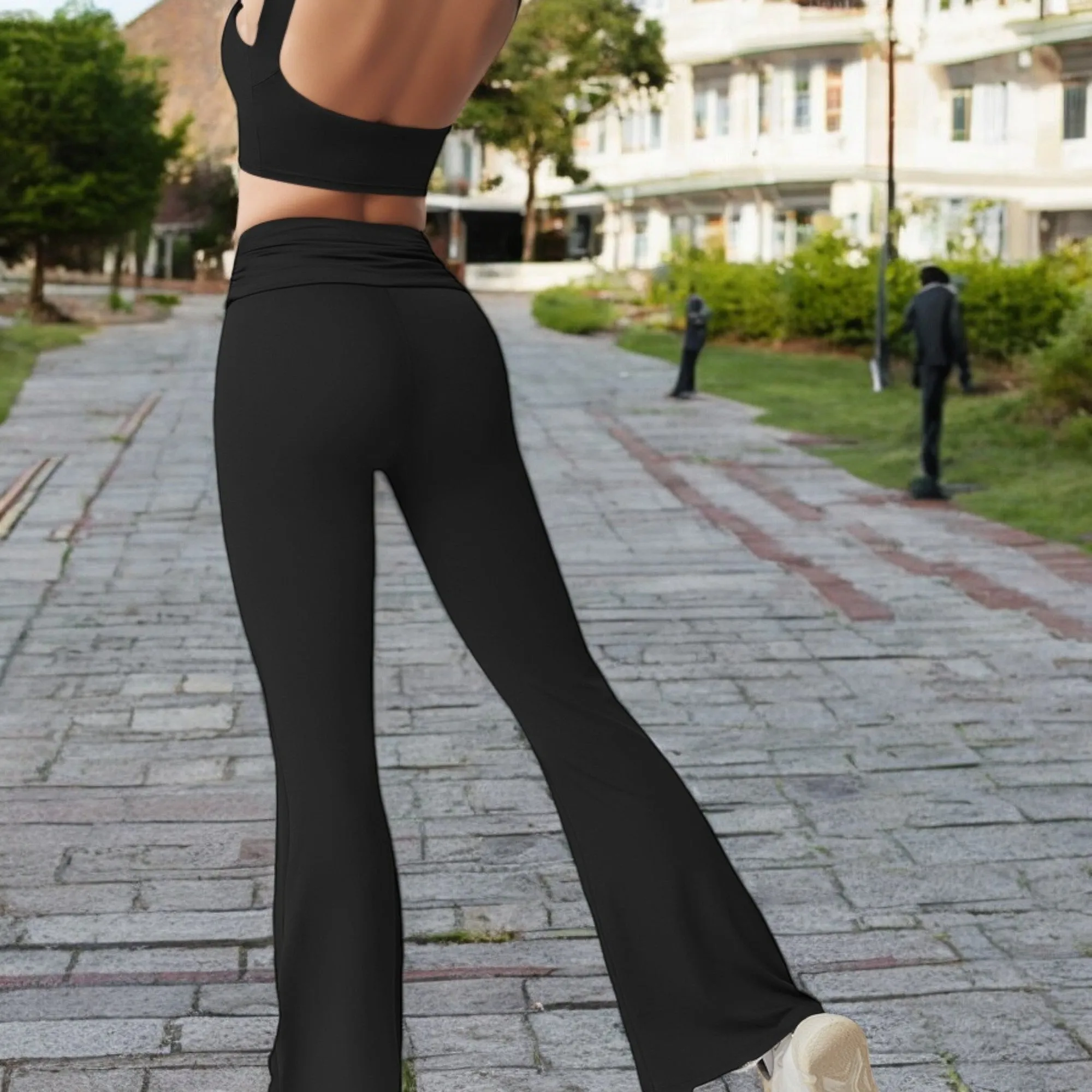 Anna-Kaci Women's Flared High Waist Pants and Cropped Tank Top Activewear Set sold by Anna-Kaci product image thumbnail 2
