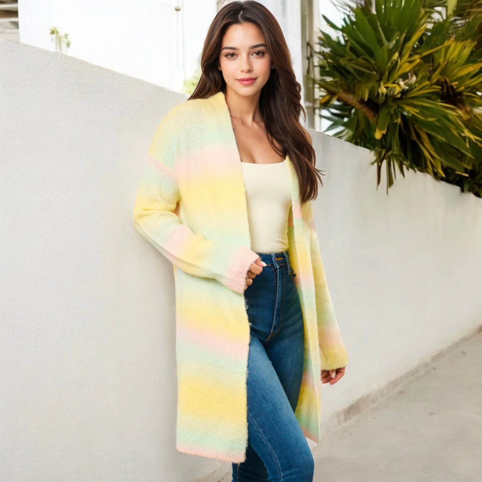 Anna-Kaci Women's Open Front Longline Cardigan with Soft Ombre Knit sold by Anna-Kaci product image thumbnail 2