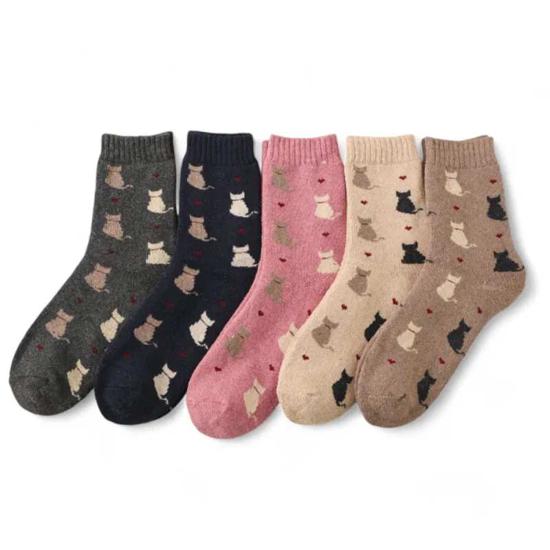 Alilang Women's 5-Pack Assorted Patterned Thick Knit Socks with Plaid and Holiday Prints sold by Anna-Kaci