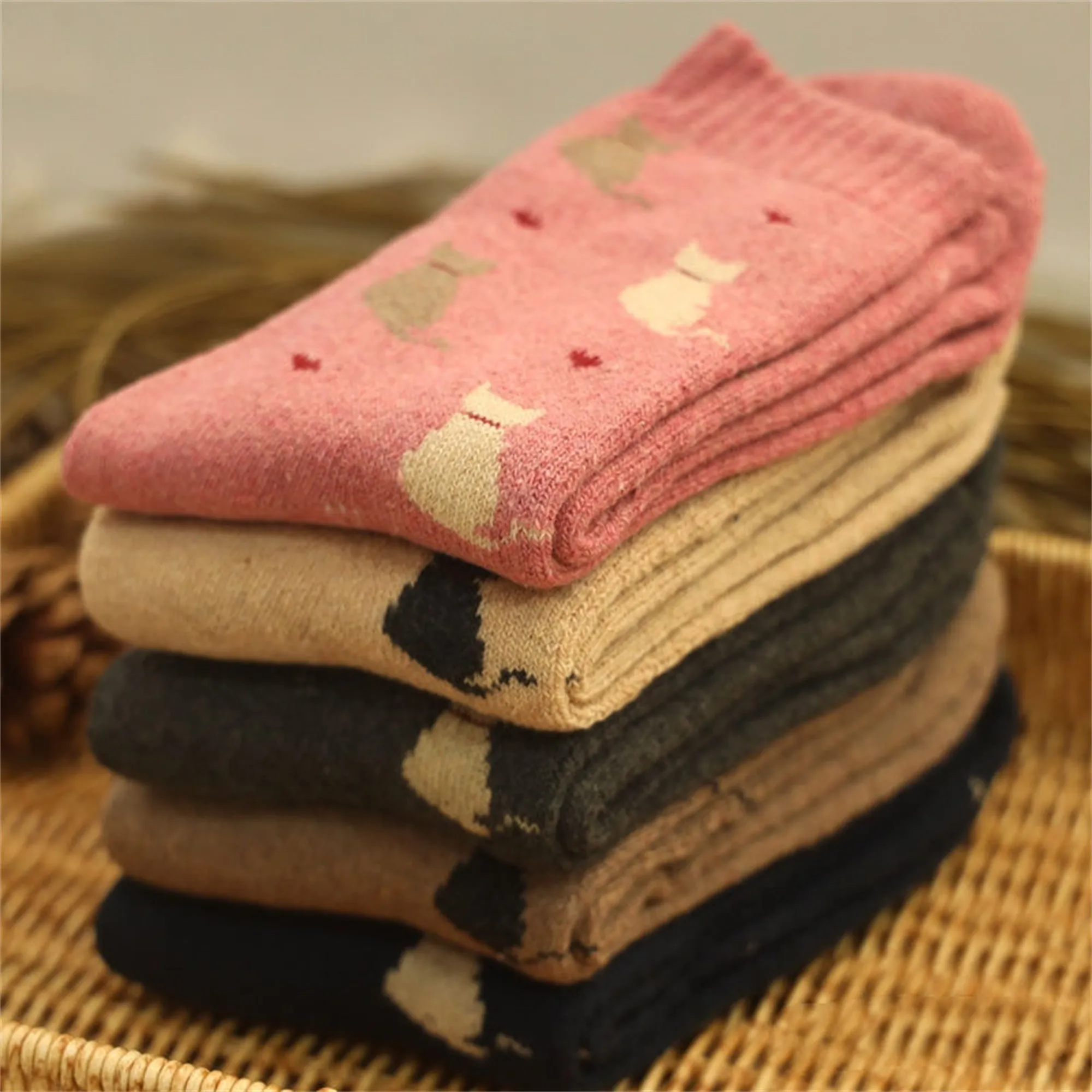 Alilang Women's 5-Pack Assorted Patterned Thick Knit Socks with Plaid and Holiday Prints sold by Anna-Kaci product image thumbnail 5