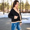 Anna-Kaci Women's Faux Shearling Jacket with Shawl Collar and Contrast Trim sold by Anna-Kaci