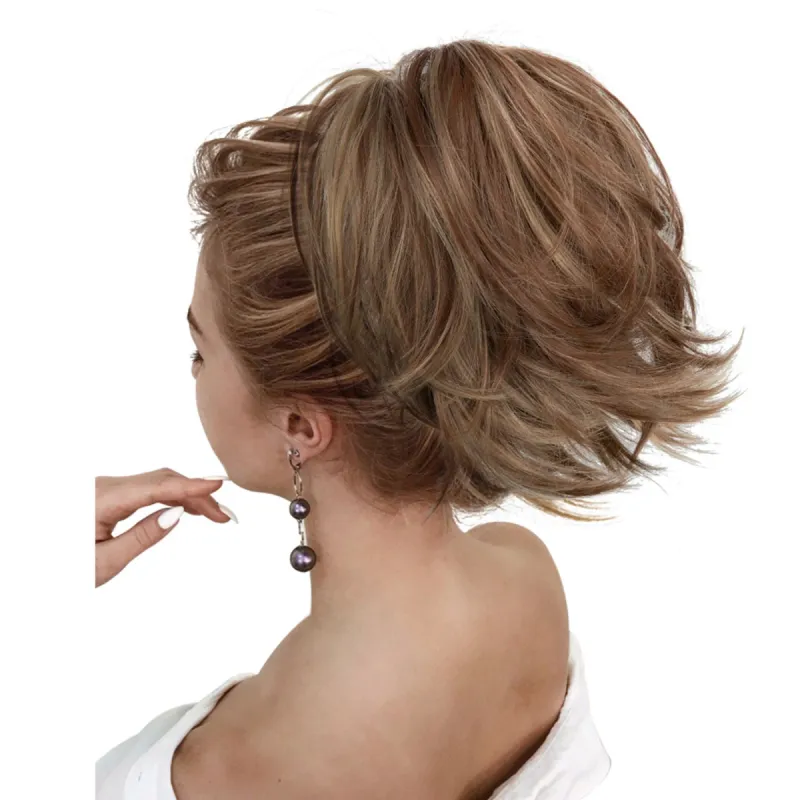 Short Tousled Layered Ponytail Hairpiece with Claw Clip for Women sold by Anna-Kaci