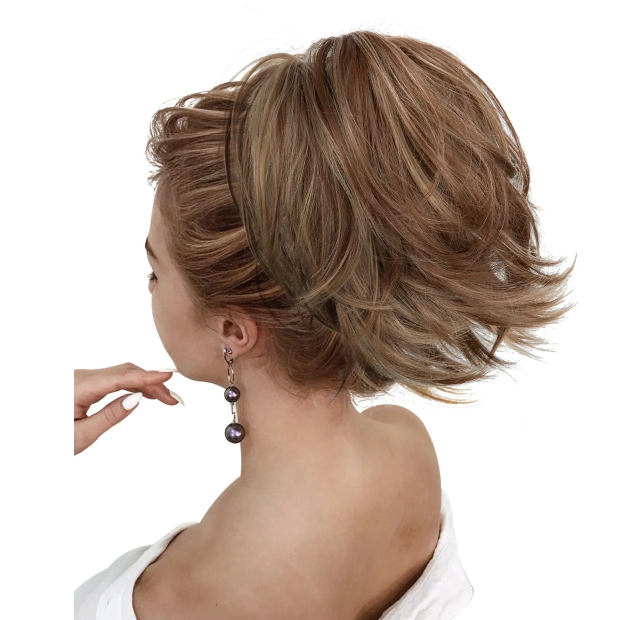 Short Tousled Layered Ponytail Hairpiece with Claw Clip for Women sold by Anna-Kaci