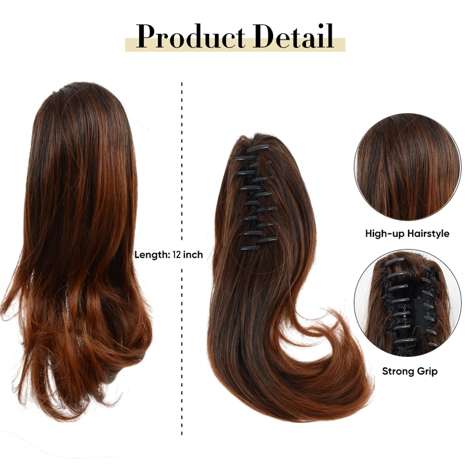12-Inch Claw Clip Ponytail Extension for Curly Hair-Natural-Looking Longer Ponytail Attachment sold by Anna-Kaci product image thumbnail 3