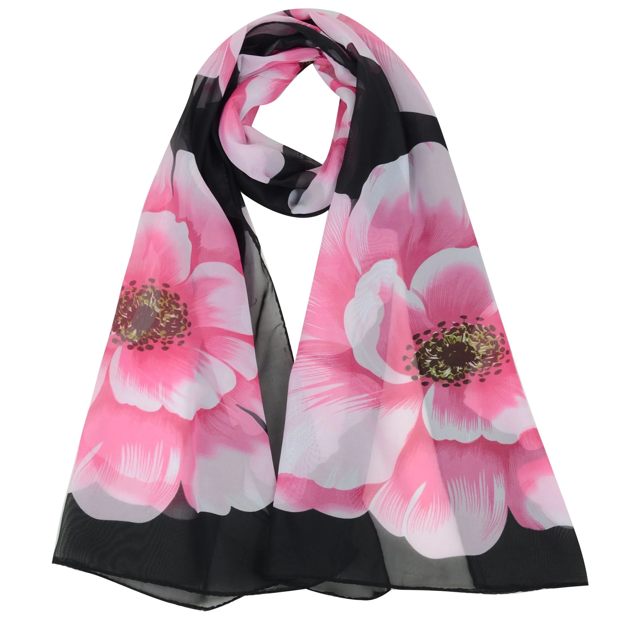 Floral Print Chiffon Scarf Lightweight Sheer Shawl Wraps Scarves for Women 19.69 x 63 inches sold by Anna-Kaci