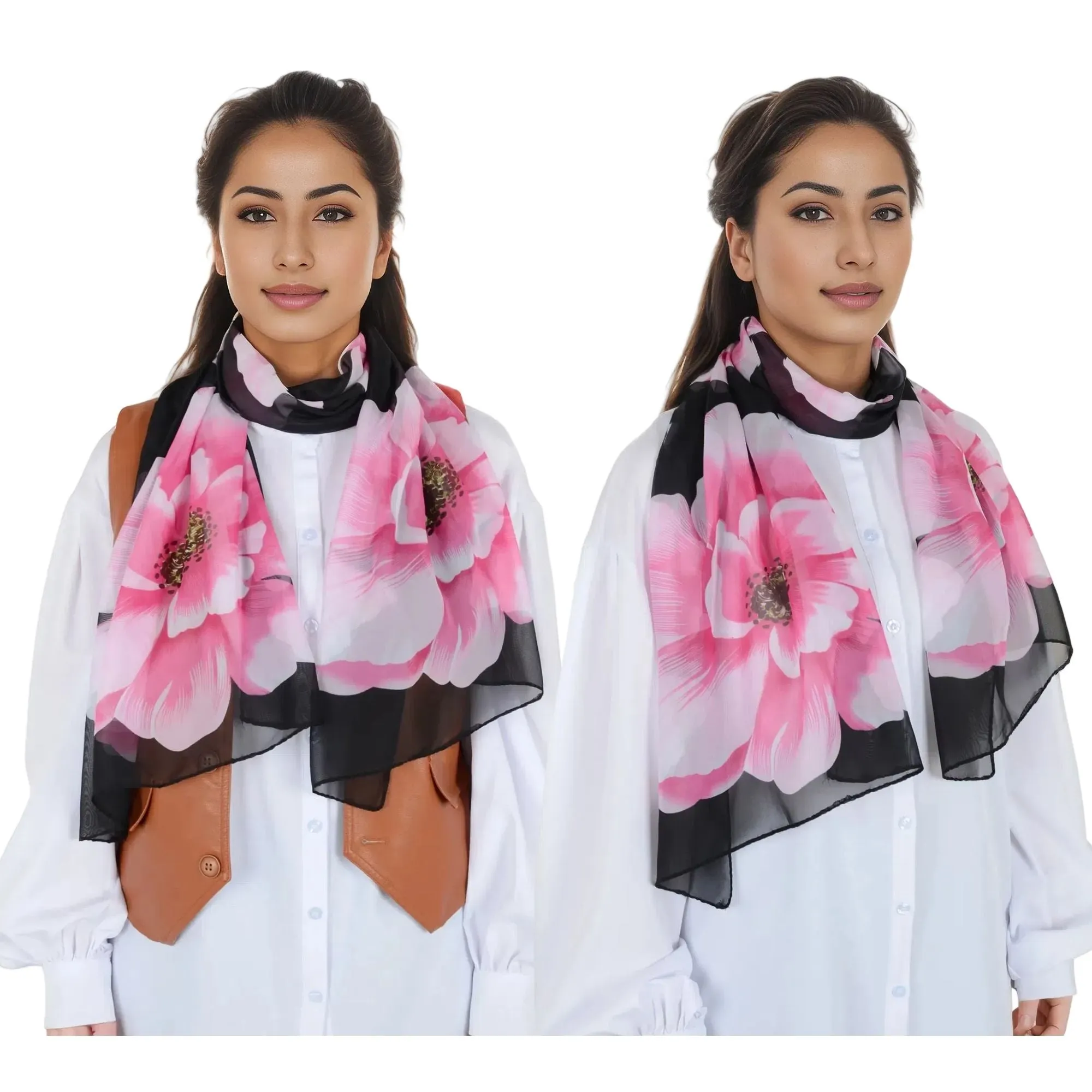 Floral Print Chiffon Scarf Lightweight Sheer Shawl Wraps Scarves for Women 19.69 x 63 inches sold by Anna-Kaci product image thumbnail 5