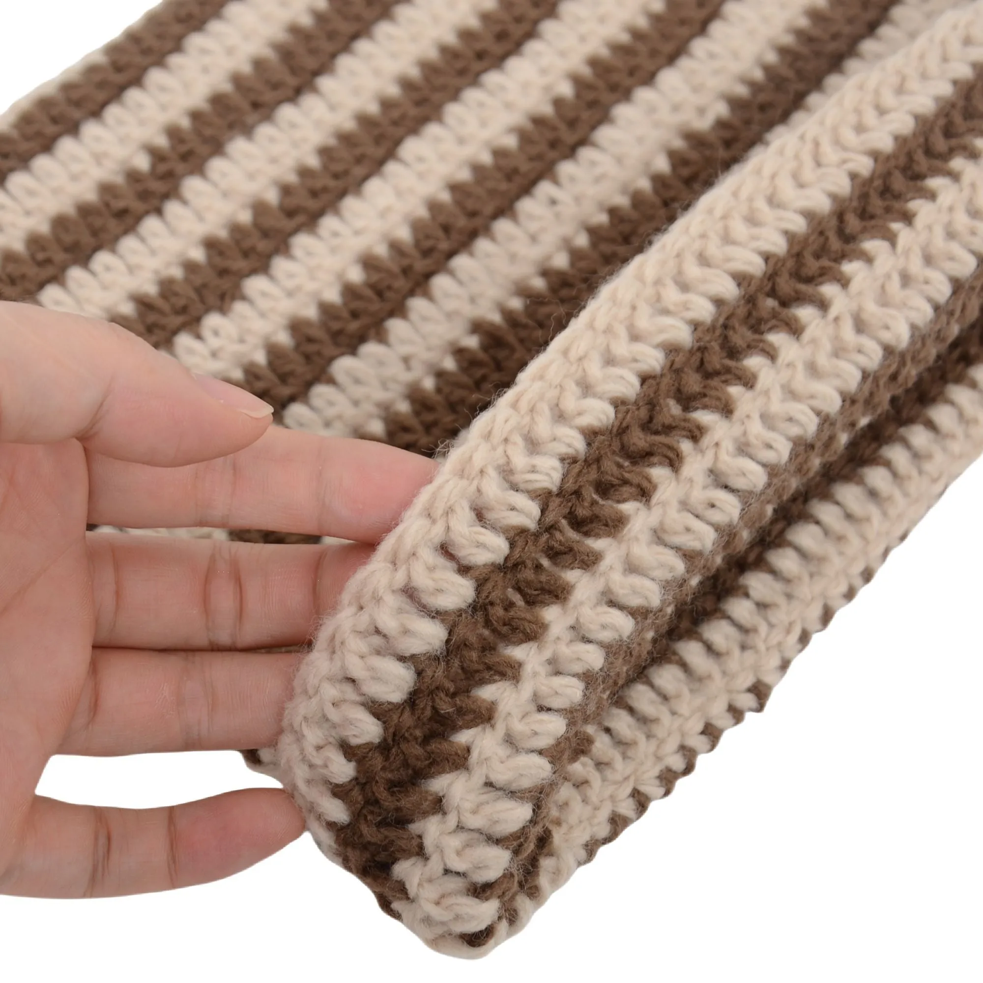 Vintage Crochet Hats Cute Cat Ear Striped Slouchy Beanies Cap for Women and Grey sold by Anna-Kaci product image thumbnail 5